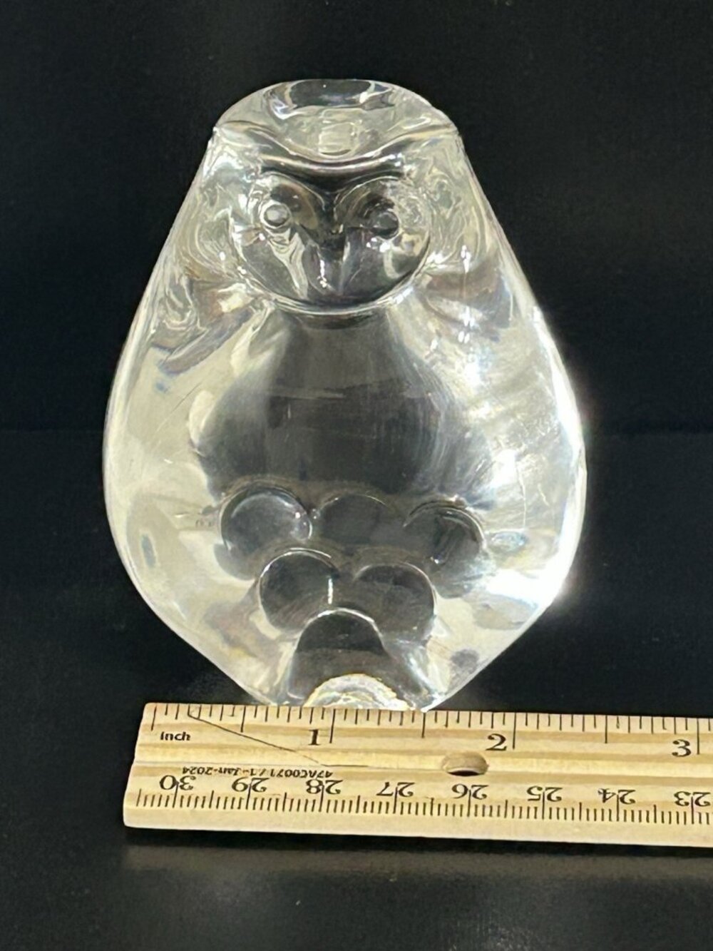 Vintage Crystal Glass Clear Owl Figurine Paperweight Danish Holmegaard Unique - Picture 8 of 8